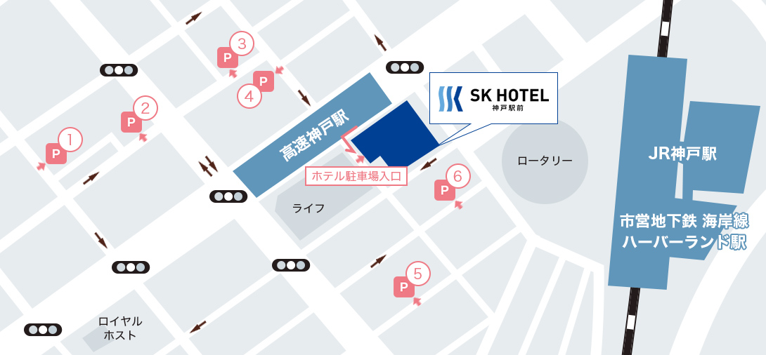 画像：ホテル周辺の駐車場マップ
